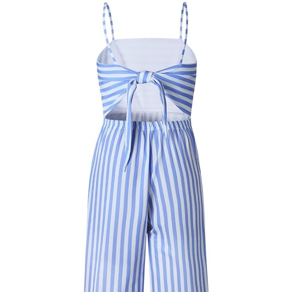 Periwinkle Light Blue & White Stripe Jumpsuit - Picture 5 of 8